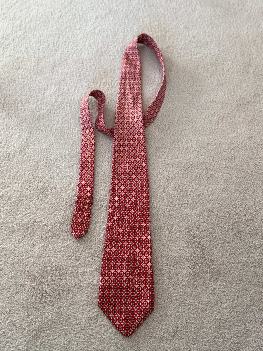 Vintage Chaps Ralph Lauren Red Floral Silk Tie Made in USA 4” Wide